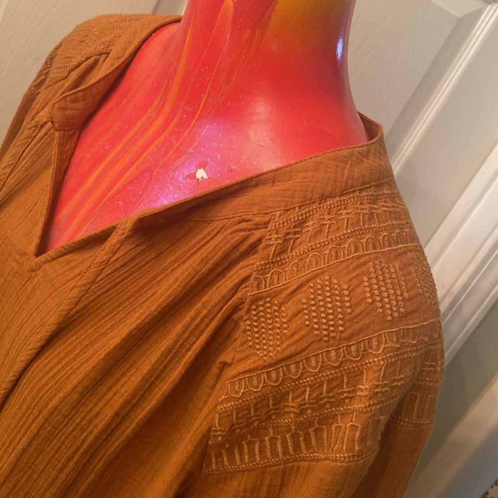 WONDERLY Rust V-Neck Blouse - Picture 6 of 12
